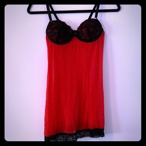 Red polka dot babydoll lingerie